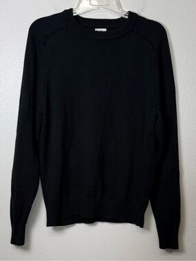 Knit for J Crew Heritage Cotton Crewneck Sweater Men L Black Pullover Quiet Lux